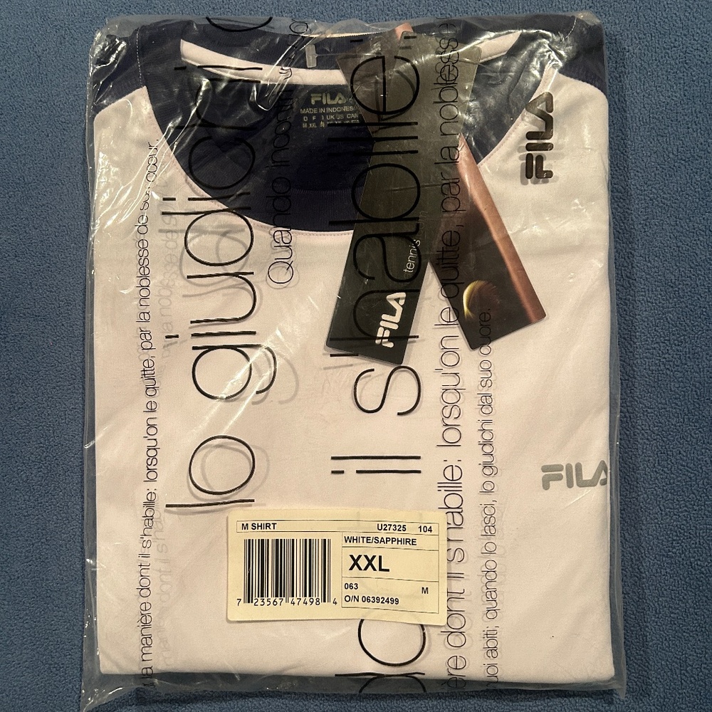 Brand new with tags original 90's vintage unopened white fila XXL athletic shirt
